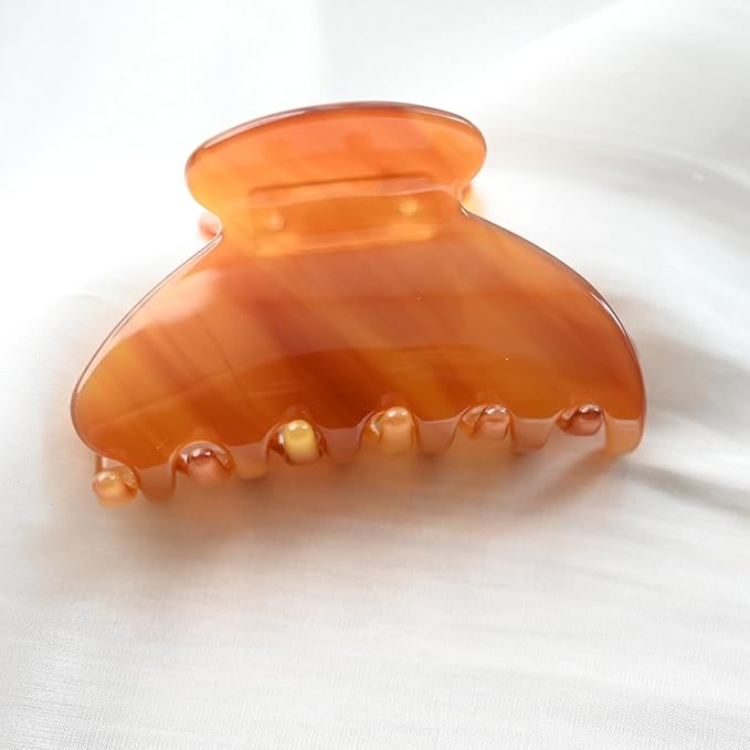 Handmade Celluloid Acetate French Design Barrettes Tortoise Shell Claws Hair Claw Luxury Fashion Accessories Hair Clip for Women (amber)