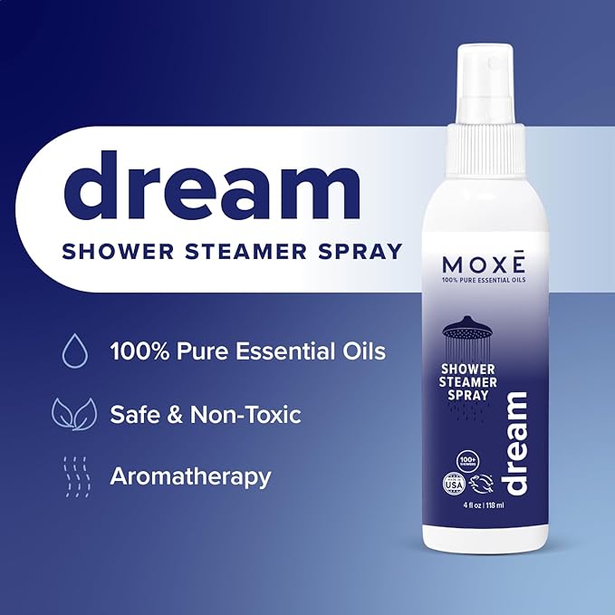 MOXE Shower Steamer Spray, Essential Oils, Natural Sleep Aromatherapy, Made in USA (Breathe & Dream, 4 Ounces, 2 Pack)
