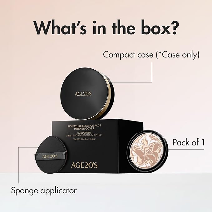 AGE20'S Signature Essence Pact SPF 50+ | Pack of 1 | 35N CAPPUCCINO | Cream Foundation, Dewy Finish, Natural Coverage | Korean Cushion Foundation