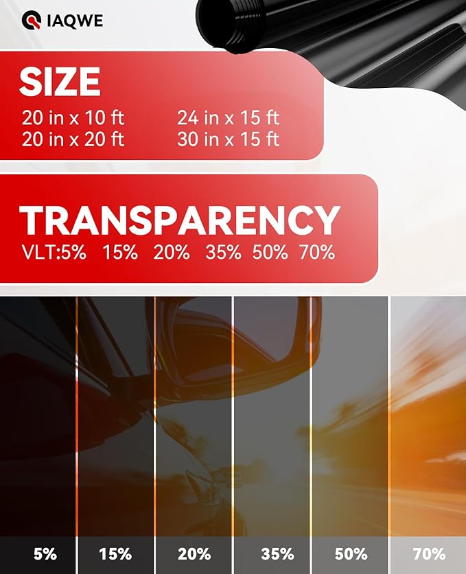 Car Window Tint 24" in x 15'Ft with 35% VLT, Nano Ceramic Window Tint Film for Car, UV&IR Protection Heat Insulation Anti-Explosion Scratch Resistant