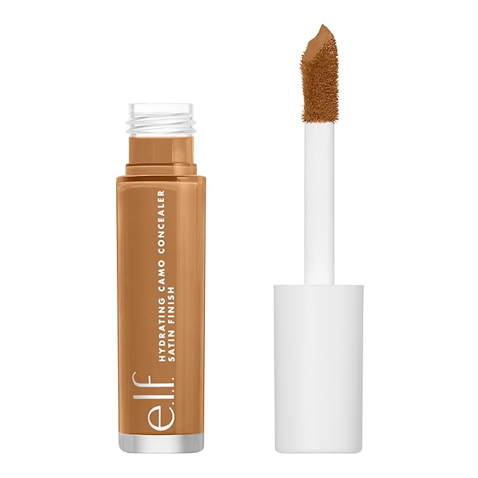 e.l.f. Hydrating Camo Concealer, Covers Blemishes & Under-Eye Circles, Full-Coverage & Delivers A Satin Finish, Vegan & Cruelty-Free, Deep Chestnut