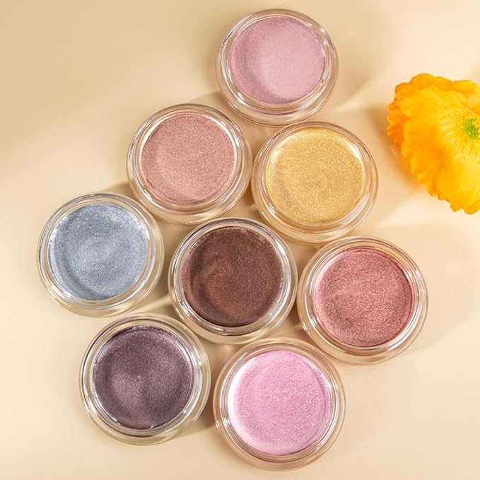 Cream Glitter Golden Yellow Shimmer Metallic Eyeshadow Palette Makeup, Natural Single Mini Instant Holographic Eyeshadow For Women, Sombras Crema Para Ojos, Talc, Paraben&Cruelty Free