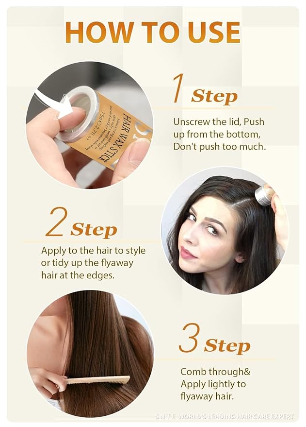 Hair Wax Stick for Wig, Wig Band for Wig Glue Lace Glue - Smooth Flyaways, Sleek Ponytails, Buns, Updos, Baby Hairs, Edge Control