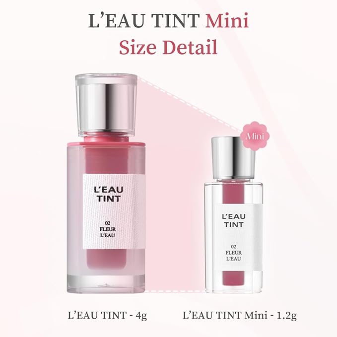 BBIA L’EAU Tint – Glossy & Glow Lip Stain, Watery Lip Tint, Non-Sticky, High Shine Finish, Long-lasting, Moisturizing, Lightweight, Natural, Daily Use, Vegan, Korean Lip Makeup (05 PEONY L'EAU - MINI)