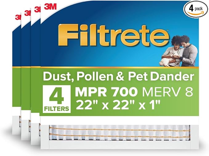 Filtrete 22x22x1 AC Furnace Air Filter, MERV 8, MPR 700, Tough on Pollen by Filtrete