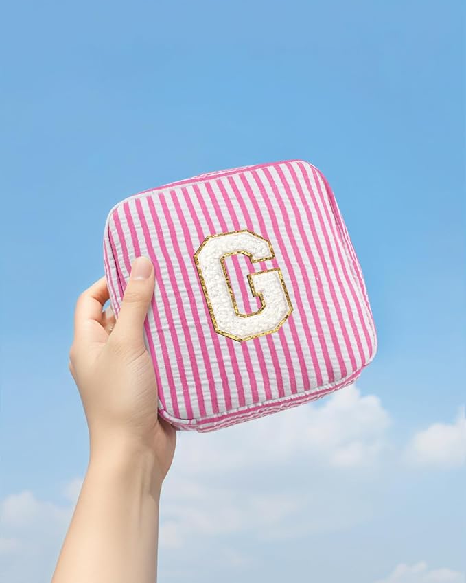 LETGO Personalized Makeup Bag for Women - Monogram Cosmetic Bag Travel Toiletry Bag Brush Holder Birthday Gifts for Women Her Wedding Bridesmaid Friend Sister Teacher Wife Grandma