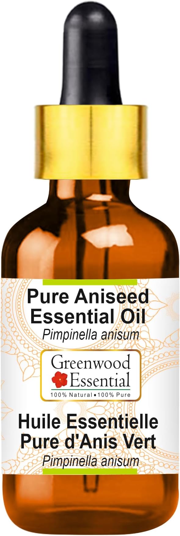 Greenwood Essential Aniseed Essential Oil (Pimpinella anisum) with Glass Dropper | Pure | Non-Sticky | Non-Greasy | Lightweight | Men & Women | All Skin Types | Steam Distilled 100ml (3.38 oz)