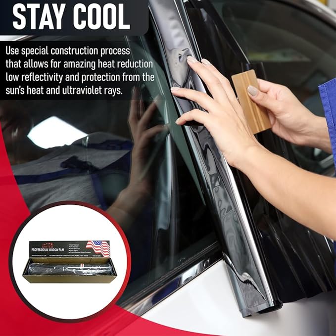 United Window Tint 36" in 100'Ft Nano Carbon Film 2Ply Charcoal 15% VLT - Clear PET Privacy Window Tint for Car, Home, Blocks UV/IR Rays, Reduce Heat & Glare- Adhesive Film - Lifetime Color Stability