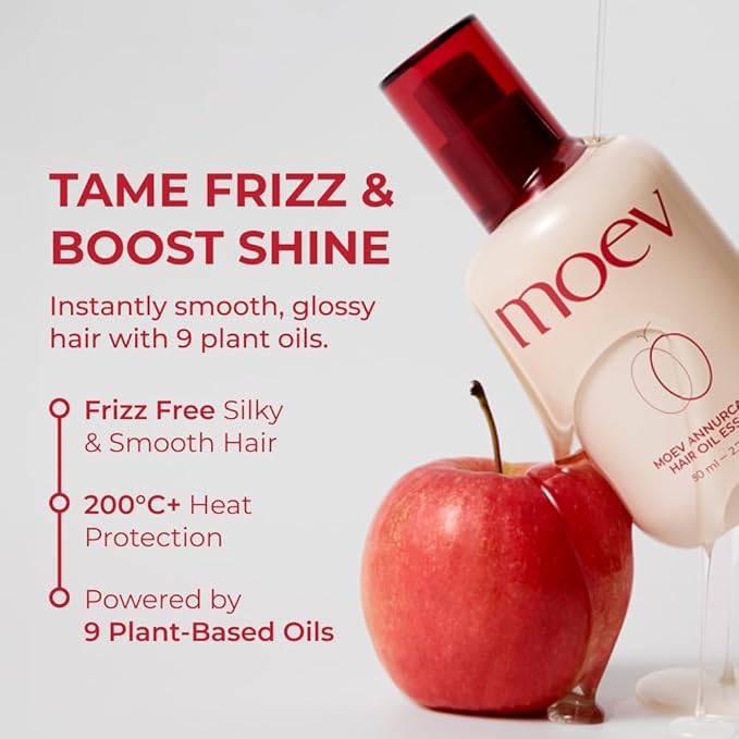 MOEV ANNURCATIN Hair Oil Essence | Korean Apple Hair Care Perfumed Serum | Heat Protect & Anti-Frizz | Nourishing Apple Seed Oil for Dry, Frizzy, Damaged Hair 2.7 fl.oz