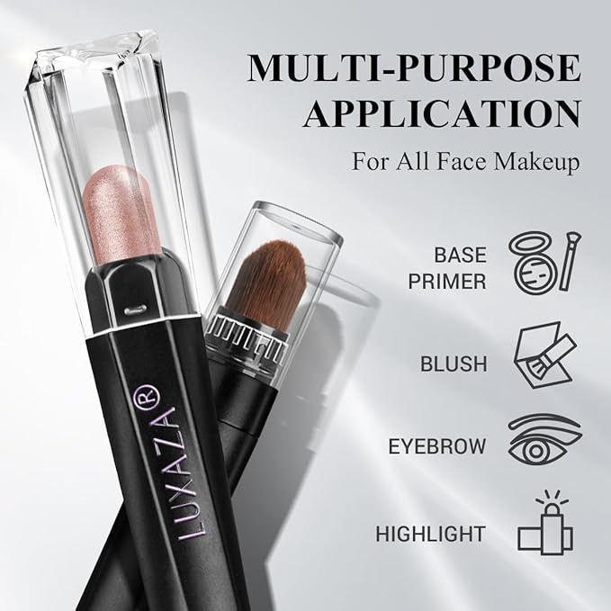Brown Eyeshadow Stick Makeup Set 3PCS, Neutral Shimmer And Matte Cream Eye Shadow Palette, Metallic Bronze Smoky Eyeliner Brightener Crayon Pencil Kit, Ideal Gift for Women -Rosewood Bloom