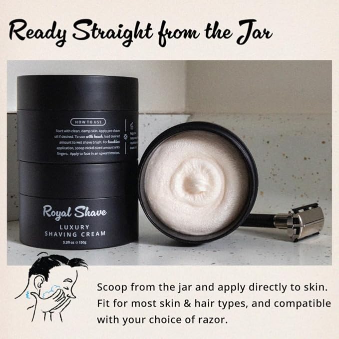 Luxury Shaving Cream for Men by Royal Shave, Rich, Soothing, Moisturizing, Hydrating & Nourishing Cream for Smooth, Close Shave (Made in UK) Sweet Tobacco