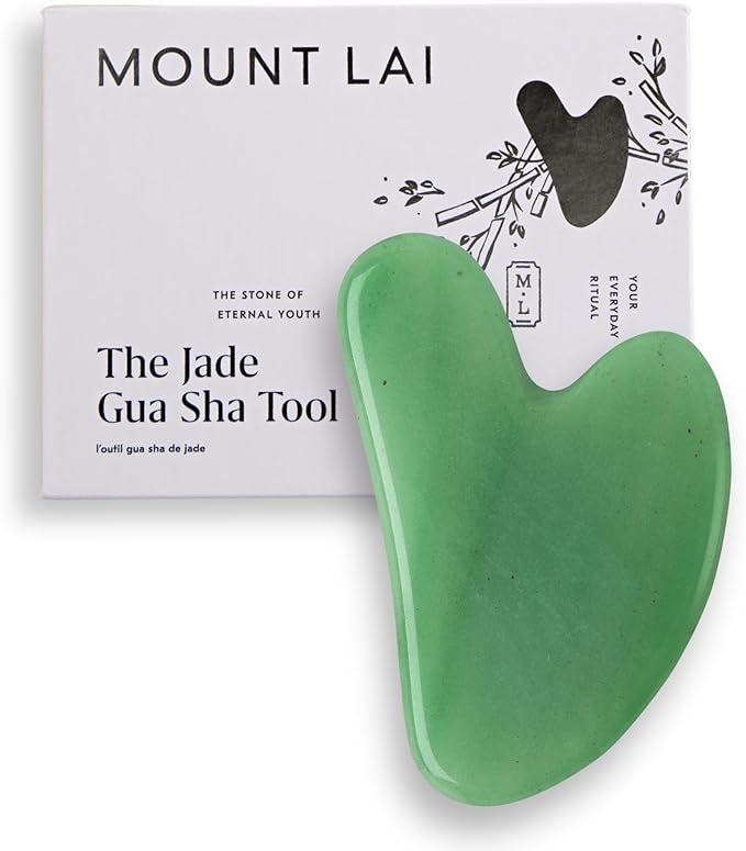 Mount Lai Jade Gua Sha Facial Tool – The Stone of Eternal Youth – 100% Genuine Jade Stone Face Sculpting Tool for Lymphatic Drainage, Puffiness Reduction & Timeless Radiance