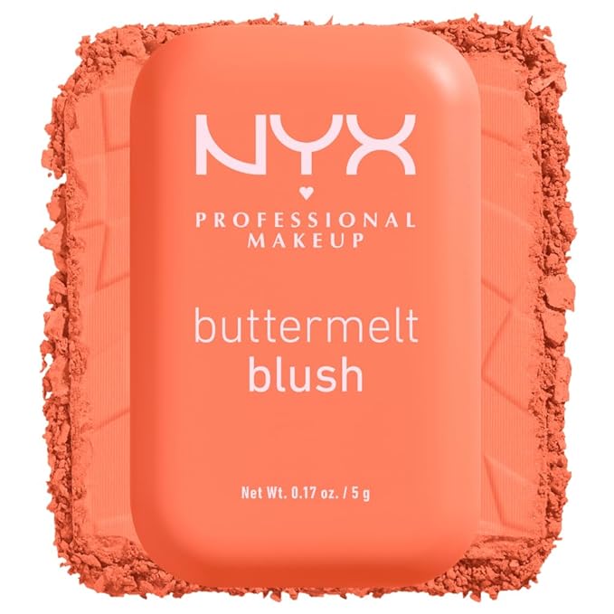 NYX PROFESSIONAL MAKEUP Buttermelt Powder Blush, Fade and Transfer-Resistant Blush, Up to 12HR Make Up Wear, Vegan Formula - Sooner The Butta