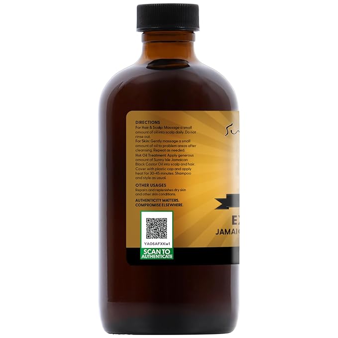 Sunny Isle Extra Dark Jamaican Black Castor Oil, 8 fl. oz. | 100% Natural High Potency Treatment for Hair, Scalp