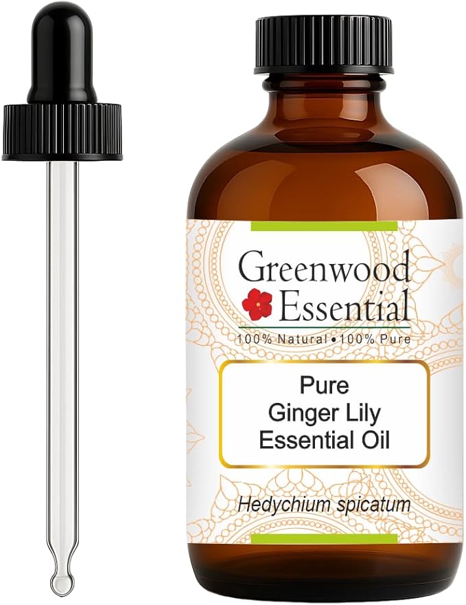 Greenwood Essential Pure Ginger Lily Essential Oil (Hedychium spicatum) with Glass Dropper Steam Distilled 120ml (4 oz)