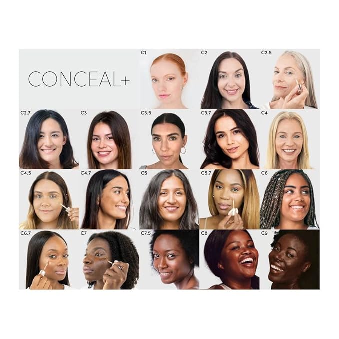 Fitglow Beauty Conceal+ | Vegan Full Coverage Concealer Skincare with Vitamin K + Green Tea | Corrects Dark Circles, Blemishes & Redness | Non-Creasing, Natural Finish | C4.5-6g