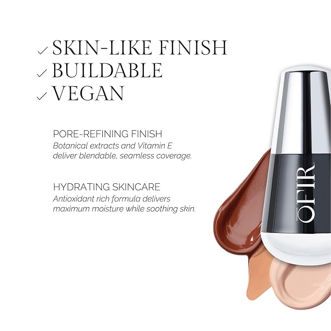 OFIR Skin Satin Medium Coverage Foundation | Buildable, Non-Creasing Finish | Vegan, Cruelty-Free, Paraben-Free Makeup | Blue Light Protection | 1 FL OZ 1 FL OZ (Cocoa - Deep Neutral)