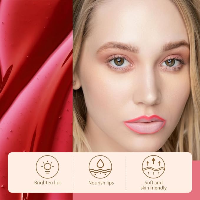 2Pcs Delicate Pink & Pinkish Red Liquid Matte Lip Liner Stain Peel Off with Tweezer, Long Lasting Waterproof Matte Lipstick Lip Gloss Tattoo for Women, Transfer-prof Lip Tint Makeup for All Skin Types