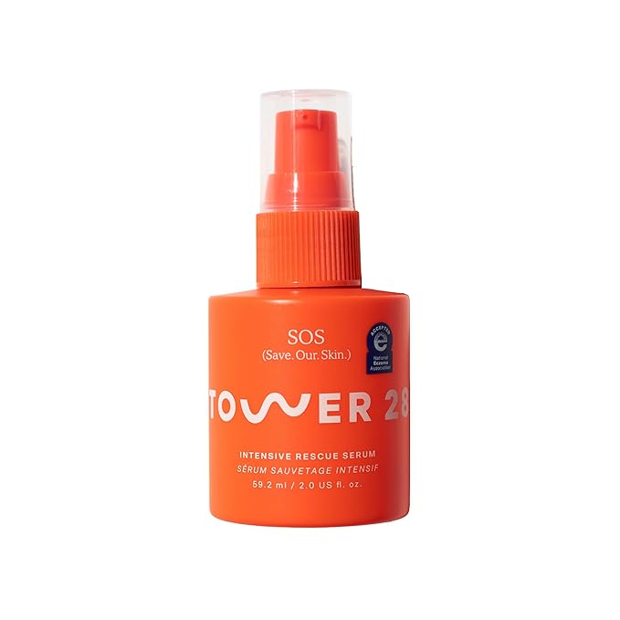 Tower 28 SOS Intensive Rescue Serum for Sensitive Skin, Hypochlorous Acid Skin Care, Helps Reduce Face Redness, Safe for All Skin Types, 2 FL Oz