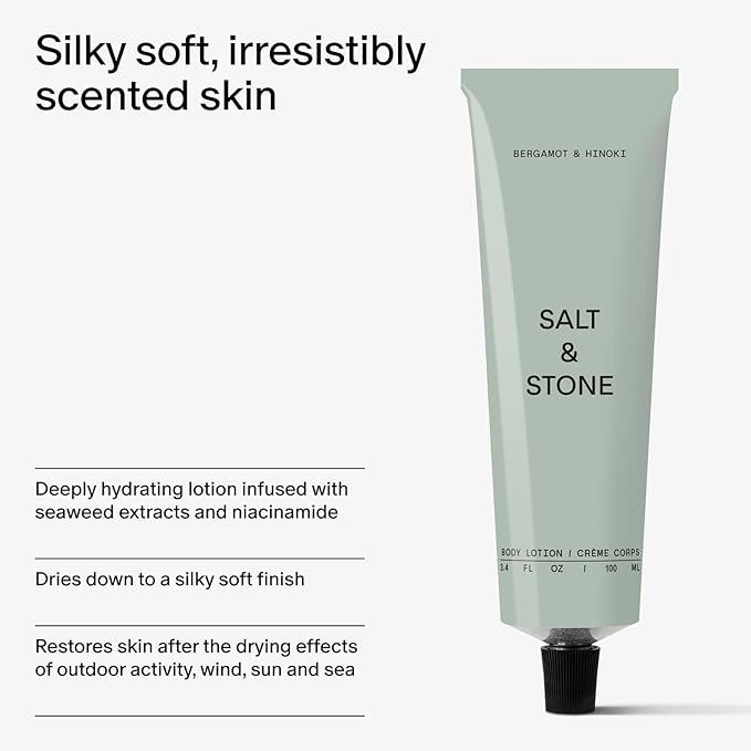 Salt & Stone Hand Cream for Women & Men | Bergamot & Hinoki | Hydrates, Nourishes & Softens Skin | Restores Dry Cracked Hands | Fast-Absorbing | Cruelty-Free & Vegan (2 fl oz)