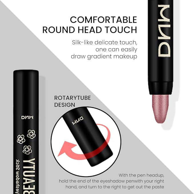 evpct Rose Shimmer Cream Eye Shadow Brightener Sticks Set for Eyes, Rose Shimmery Matte Pencil Eye shadow Applicator Stick Pen Palette Makeup Waterproof sombras en crema para ojos 27#