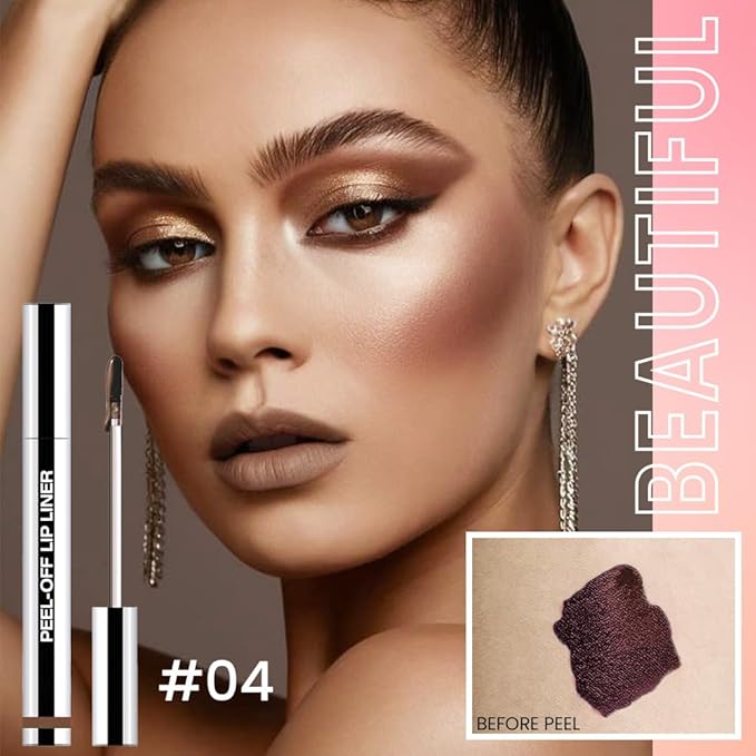 2Pcs Matte Liquid Lip Stain Peel Off Lip liner Tattoo, Matte Peel Off Lip Stain, Long Lasting Waterproof Lipstick Lip Gloss Stain, Transfer-proof for All Skin Types (0.24 fl oz-04#+05#)