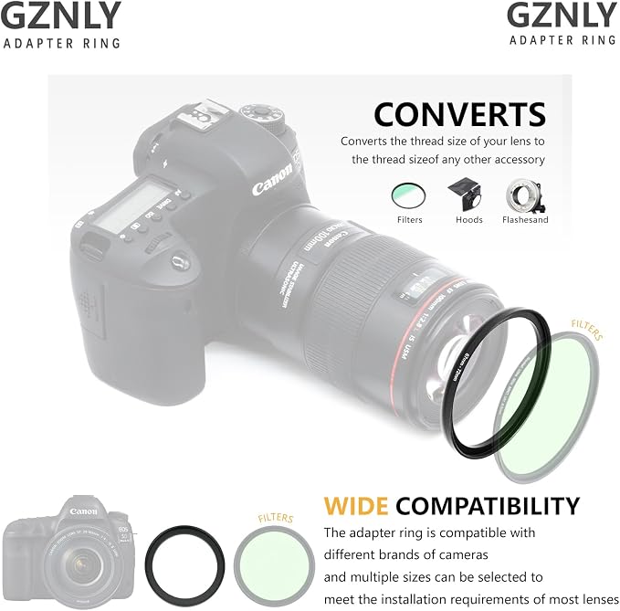 67mm to 55mm Step-up Adapter Rings Filter Adapter Black Metal Step Down Filter - Image 4
