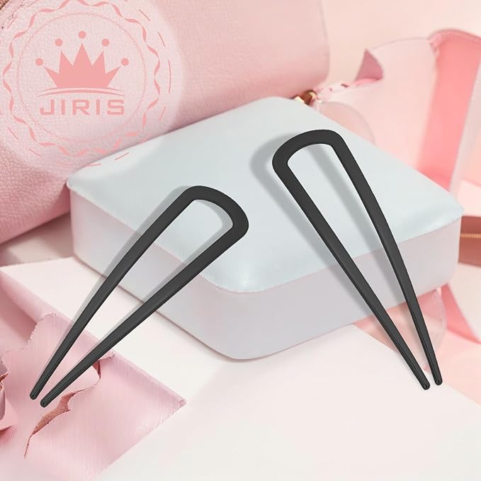 2PCS 4.2Inch French Hair Pins U-Shaped Pins for Women and Girls Fashion Metal Hair Pin French Twist Hair Pins for Buns, Updos,Stylish and Functional(set1-black)