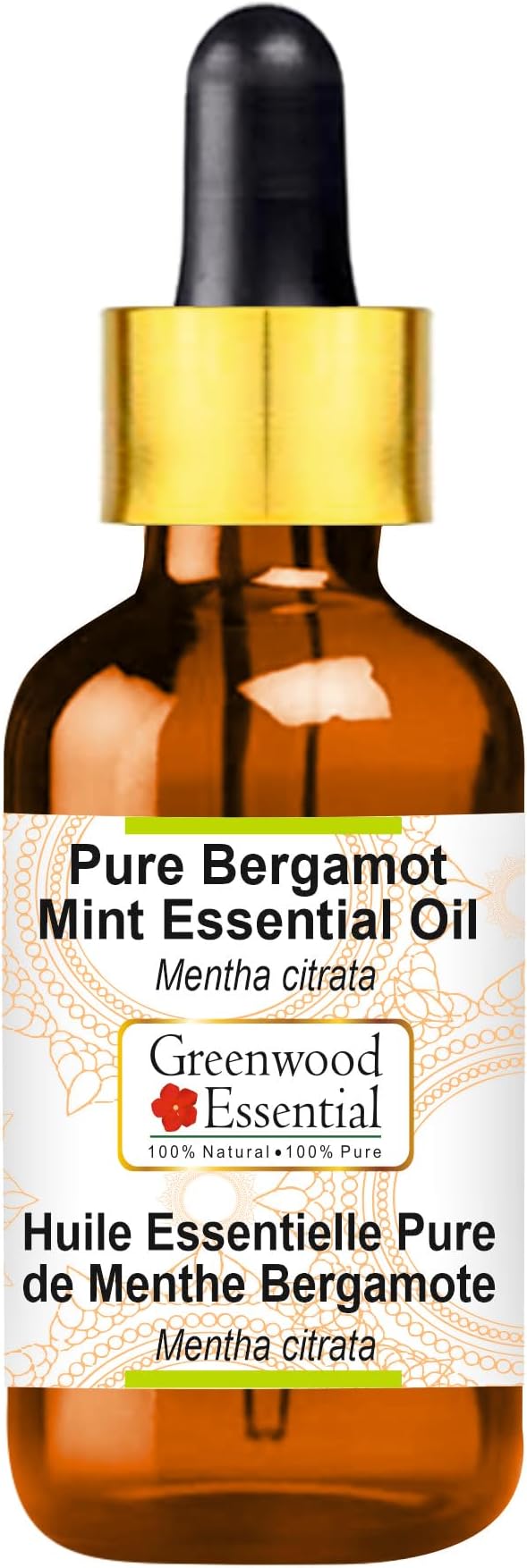 Greenwood Essential Pure Bergamot Mint Essential Oil (Mentha citrata) with Glass Dropper Steam Distilled 15ml (0.50 oz)