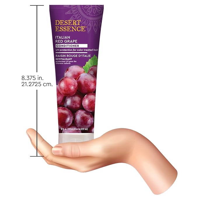 Desert Essence Italian Red Grape Conditioner Antioxidant-Rich Resveratrol, Organic Sea Kelp & Nettle Extracts Minerals & Vitamins - Vegan, Gluten-Free, Cruelty-Free - 8oz