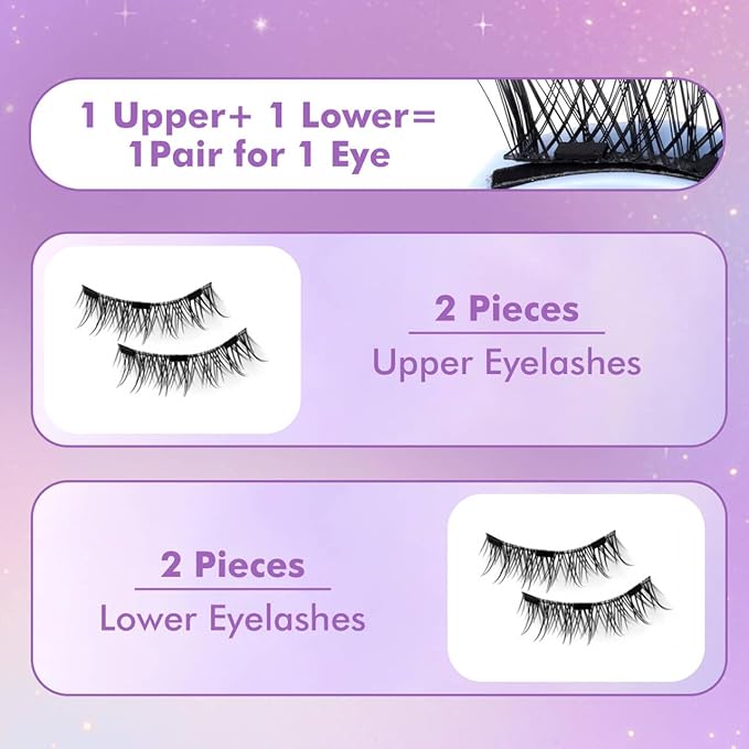 Hunnyfit Magnetic Lashes, Magnetic Eyelashes with Applicator, Magnetic Eyelashes Natural Look,Reusable Magnet Lashes No Glue Needed Soft Lashes Kit(Fuller)