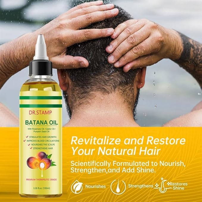 Batana Oil for Hair Growth & Scalp Care – 4-in-1 Liquid Batana Oil with Rosemary, Castor & Pumpkin Seed Oil – Strengthens, Moisturizes & Revitalizes Dry, Damaged Hair (2 Pack)