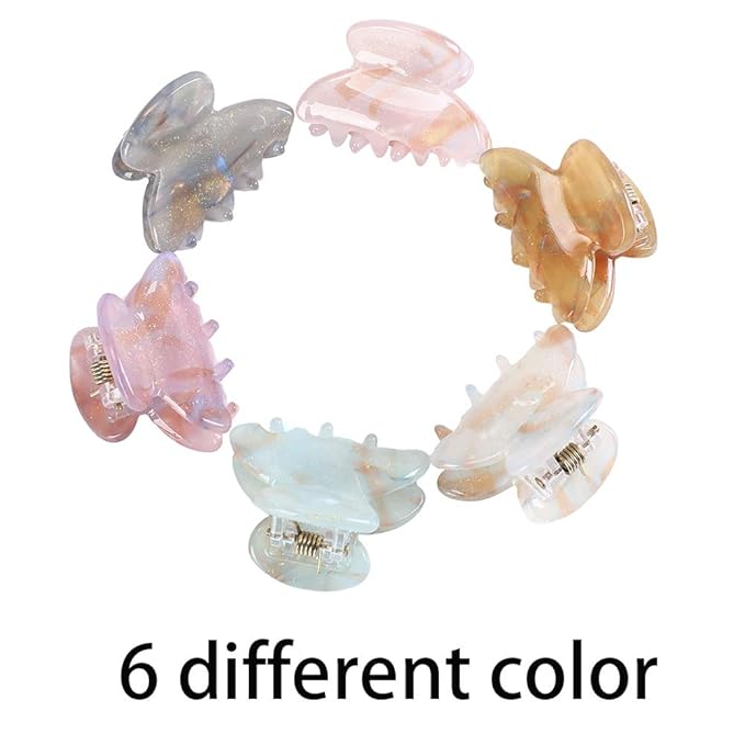 Claw Jaw Clips 12PCS Small for Thin Hair Styling Accessories Classic Clamp for Women Girls (Sequins)