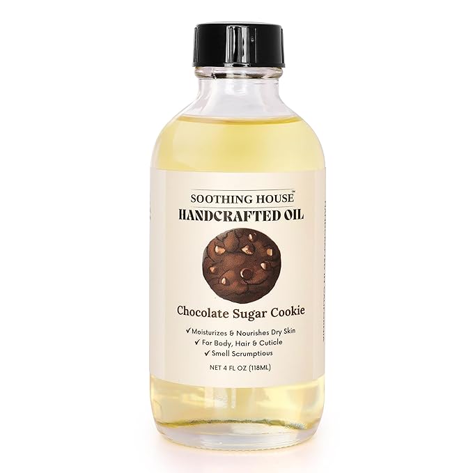 Chocolate Sugar Cookie Body Oil: Moisturizing Body Oil for Soft, Glowing Skin with Almond & Jojoba Oil (4 fl oz)