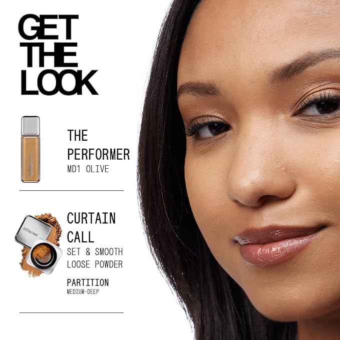 about-face THE PERFORMER Skin-Focused Foundation MD1Olive – Medium Coverage, Long-Wear, Breathable & Buildable Base – Clean, Vegan, Hydrating Formula with Blue Agave & Chlorella – 1.08oz