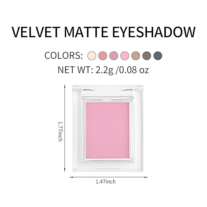 Erinde Single Matte Eyeshadow Palette, Velvet Eye Shadow Compact Powder Natural Makeup, Long-Lasting Eye Makeup, Ultra-Blendable, Pigmented Color, Vegan Formula, H09 Half Pink