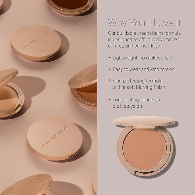 No Makeup Makeup Long-Lasting Lightweight Foundation & Brush Duo | Cruelty-Free, Fragrance-Free, Buildable, Transfer-Proof Makeup (Light)