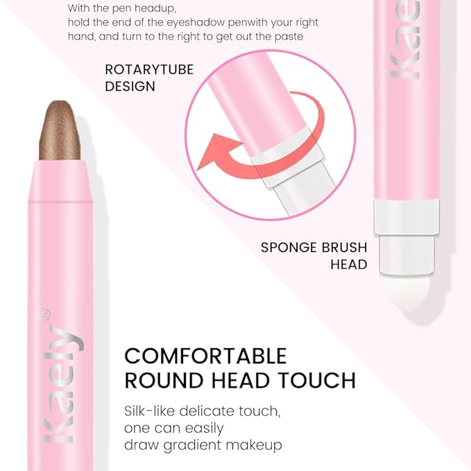 evpct 1Pcs Cocoa Shimmer Cream Eye Shadow Brightener Sticks for Eyes Waterproof Pigmented, Double Ended Cream Eyeshadow Stick Pencil Pen with Applicator, Eye Shadow Palette Highlighter Makeup 21