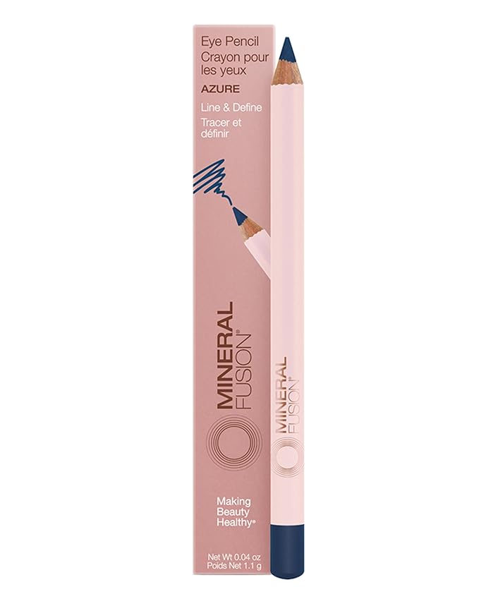 Mineral Fusion Eye Pencil (Navy Blue - Azure) - Eyeliner with Soothing Chamomile, Meadowfoam & Vitamin E - Smooth & Long Lasting, Hypoallergenic, Non-Irritating Eye Makeup