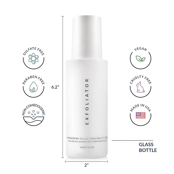 NAELI AHA/BHA Exfoliating Face Wash - 10% Glycolic Acid & Salicylic Acid Cleanser, Anti Aging Acne & Wrinkle Reducing Facial Exfoliant, Pore Minimizer & Brightening Gel, 4 oz