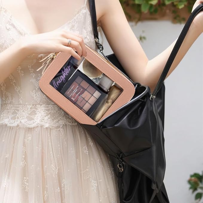 Travel Clear Makeup Bag Set, TSA Approved Cosmetic Bag Case with Zipper Portable Makeup Pouch Toiletry Bag Women Traveling Cosmetic Organizer Storage Bag Car Organizer Car Essentials for Women