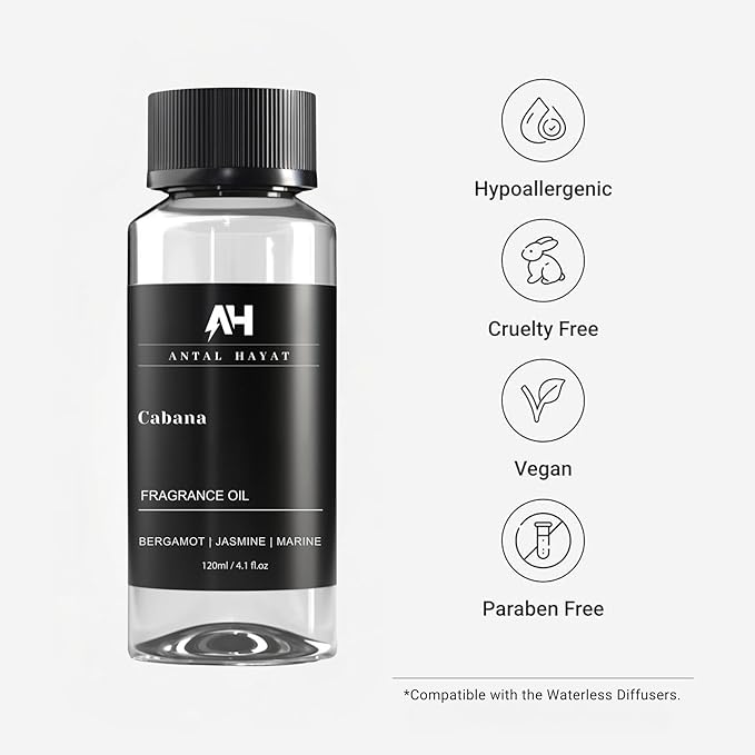 Hotel Scents Diffuser Oil Cabana - Aromatherapy Fragrance Inspired by Ritz Carlton Diffuser Scent - Luxurious Aromatherapy Oil with Bergamot, Jasmine, Marine - Luxury Home Scents Refill - 120mL