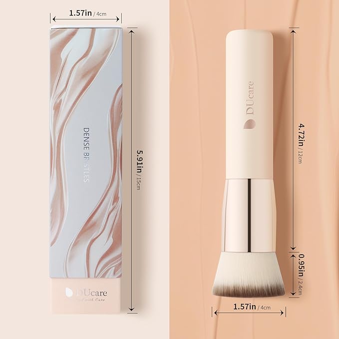 DUcare Foundation Brush,Flat Top Kabuki Brush Synthetic Professional Makeup Brush Liquid Blending Mineral Powder Buffing Stippling Makeup Tools,Beige