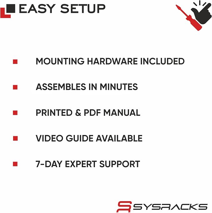 Sysracks 22U Wall Mount Server Rack Cabinet, 19” Locking Network Rack, 24” Deep - Image 6