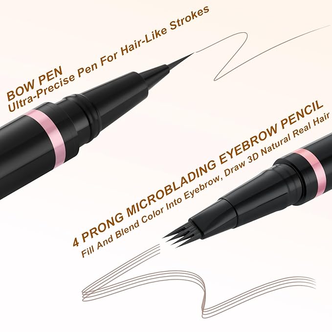 Eyebrow Pencil Makeup Kit, with Waterproof 2-IN-1 Microblading Eyebrow Pen, Eyebrow Pomade, Eyeliner and Dual-ended Eyebrow Brush, Brow Pencil Kit for Natural Eyebrows - Ash Blonde
