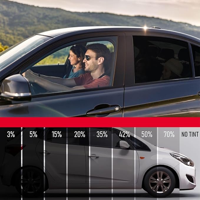 United Window Tint 20" in x 100'Ft 2Ply Nano Carbon Film with 3% VLT - Privacy Window Tint for Cars, Home -Blocks UV/IR Rays, Reduce Heat & Glare - Adhesive Film with Lifetime Color Stability