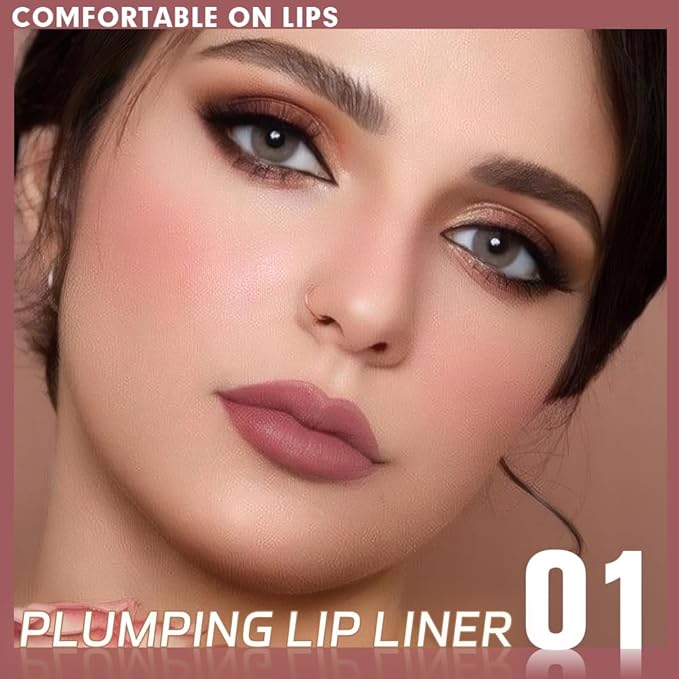Matte Crayon Lip Liner Pencil, Plum Lip Liners Lipstick For Women, Plump Creamy Formula With Silicone Smudger for Define Contours & Sculpting Lip, Cruelty-Free, 0.75g/0.026oz
