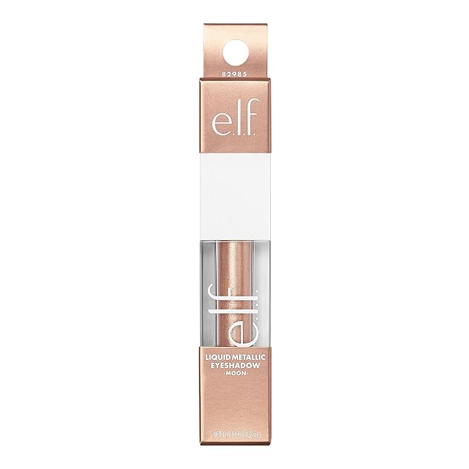 e.l.f. Liquid Metallic Eyeshadow, Gel Formula, Multi-Dimensional Finish For Bold Eye Looks, One-Swipe Coverage, Vegan & Cruelty-Free, Moon, 0.1 Fl Oz