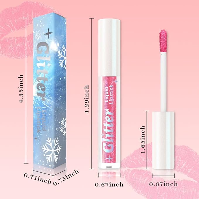 AMY'S DIARY Glitter Liquid Lipstick, Shimmer Metallic Lip Gloss, Long-Lasting Waterproof Lip Color, High Shine Sparkle Makeup,Lip makeup for woman (Pink Diamond Sparkle#2)