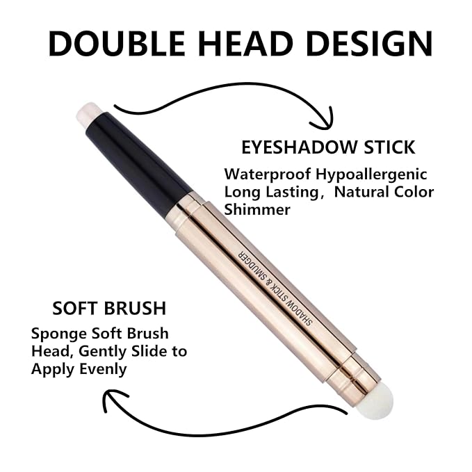 Blue Eyeshadow Stick Makeup, Long-Lasting Waterproof Eye Shadow Pencil, Hypoallergenic Smudge-Proof Glitter Primer Palette Shimmer Eyeliner, Easy to Blend Eye Make Up